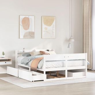 vidaXL Estructura De Cama Sin Colch&oacute;n Madera De Pino Blanco 135x190 Cm Vidaxl