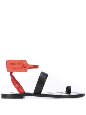 Off-white toe strap sandals - women - Leather - 36 - Black