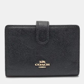 Coach Black Leather And Leather French Wallet