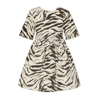 Ganni Short Dresses, female, Brown, Size: L Denim Dress with Animal Print