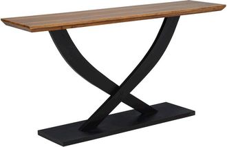 Best Master Furniture Danport Rectangle Transtional Console Table with Wood Top, Natural/Espresso