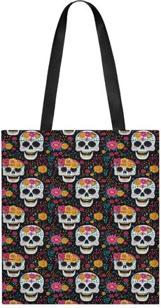 Generic Skull Flower Tote Bag for Women Men Shoulder Bags Purses Pouch Handbags