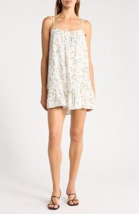 Abound Cotton Gauze Minidress in Grey- Ivory Hidden Veg Toile at Nordstrom Rack, Size X-Small