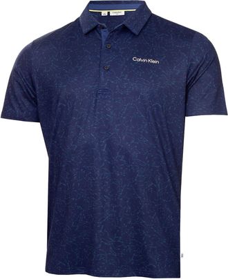 Calvin Klein Mens Abstract Watercolour Polo Shirt - Navy - L
