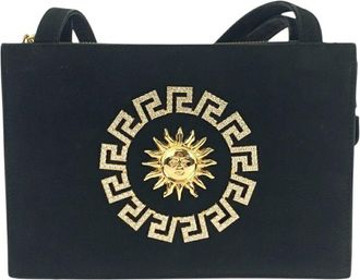 Versace Sunburst Suede Shoulder Tote Bag