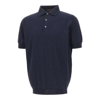 FILIPPO DE LAURENTIIS Cotton Crepe Polo - male - Filippo De Laurentiis - Polo Shirts - Blue - 3XL - Tops