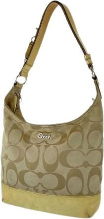 Coach Pre-owned Shoulder Bags, female, Beige, Size: ONE SIZE Pre-owned Canvas shoulder-bags