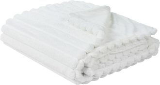 Beliani Beliani - Colcha Decorativa De Tela Suave Dormitorio 150 X 200 Cm Blanco Rakya