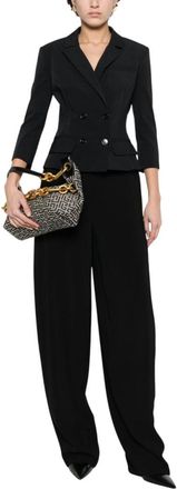 Elisabetta Franchi Black Solid Notched Lapel Blazer