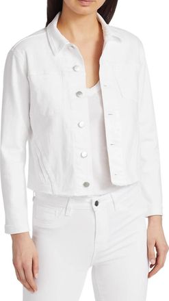 L'agence Janelle Slim Fit Denim Jacket In Blanc