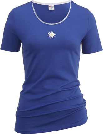 Isa Kurzarmshirt ISA BODYWEAR Shirt kurzarm, Damen, Gr. XL, enzian, Obermaterial: 95% Baumwolle CO. 5% Elasthan EL., Shirts Kurzarmshirt