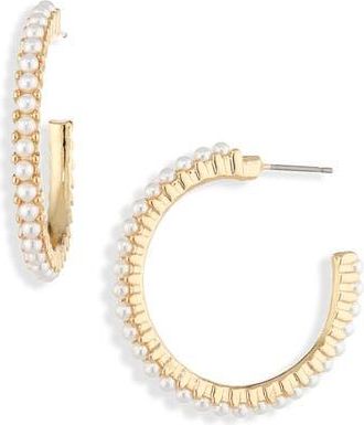 Cara Faux Pearl Hoop Earrings in Ivory at Nordstrom Rack