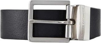 A|X Armani Exchange Leren Riem met Rechthoekige Gesp - Heren - Riemen - Zwart - 2XS - Leer - Accessoires
