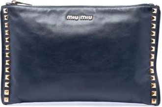Miu Miu Pre-owned Clutch - Dames - Vintage Clutch - Blauw - ONE Size - Leer - Vintage