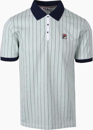 Fila Mens FILA BB1 VINTAGE STRIPED POLO SURF SPRAY/NAVY/WHITE - Surf Spray Navy White - Size: 38