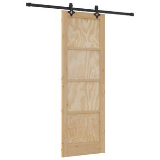 vidaXL Puerta Corredera Natural Y Negro 73,5 X 211 Cm Vidaxl