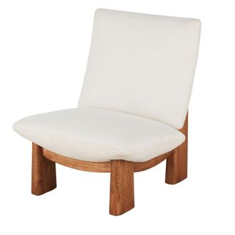 Maisons du monde Sill&oacute;n tapizado beige y patas de madera de hevea, estilo retro