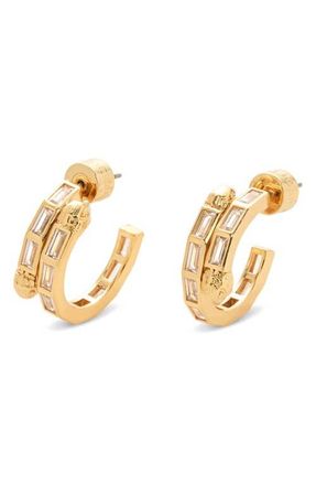 Kurt Geiger Baguette Crystal Hoop Earrings in Gold at Nordstrom