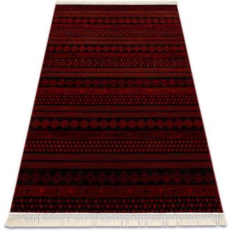 RugsX Rugsx - Orient 5132 Alfombra Burdeos / Negra Oriental, Con Flecos Red 100x200 Cm