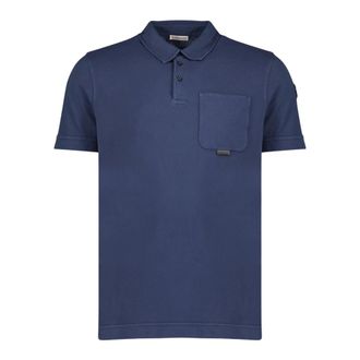 Moncler Cotton Piqu&eacute; Polo - male - Moncler - Polo Shirts - Blue - XL - Tops