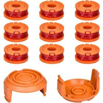 OEM Kit Di Filo Per Decespugliatore Da 11 Pezzi - 9 Bobine Wa0010 + 2 Coperture Wa6531 - Compatibile Con Worx, Stihl, Husqvarna - Diametro 1,65 Mm, Lunghe