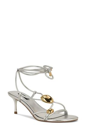 Nine West Greska Ankle Wrap Sandal in Silver at Nordstrom, Size 9.5