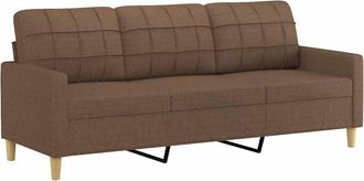 vidaXL Sof&aacute; De 3 Plazas De Tela Marr&oacute;n 180 Cm Vidaxl