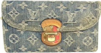 Louis Vuitton Pre-owned Wallets, male, Blue, Size: ONE SIZE Pre-owned Vintage Monogram Denim Long Wallet