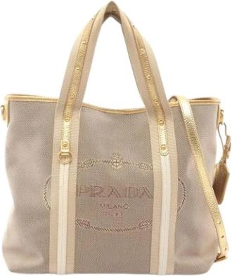 Prada Pre-owned Tote Bags, female, Beige, Size: ONE SIZE Pre-owned Vintage Tote Bag