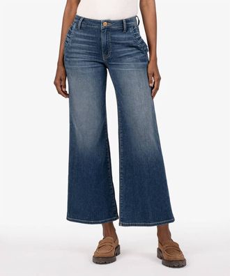 Kut from the Kloth Meg Wide Leg Pleated Pocket Jeans In Superb