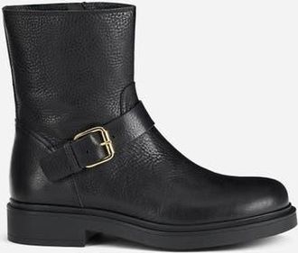AGL Loren Bikers Ankle Boot with Buckle in Black Leather at Nordstrom, Size 39