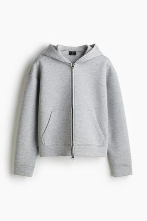 H&M Loose Fit Scuba Knit Zip-through Hoodie in Gray Melange at Nordstrom, Size Xxx-Large