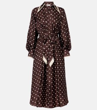 Zimmermann Polka-dot belted silk shirt dress