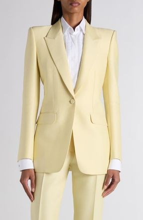 Tom Ford Strong Shoulder Wool & Silk Radzimir Jacket in Pale Lemon at Nordstrom, Size 4 Us