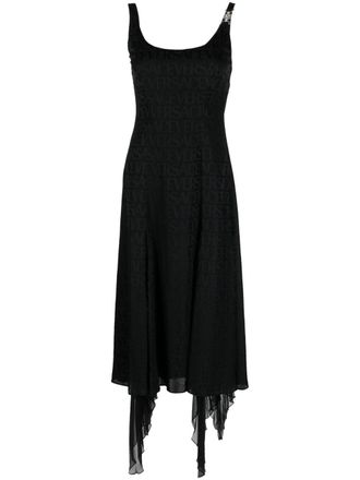 Versace logo-jacquard ruffle-detail dress - Black