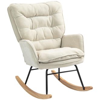 HOMCOM Silla mecedora 71x98.5x97 cm beige