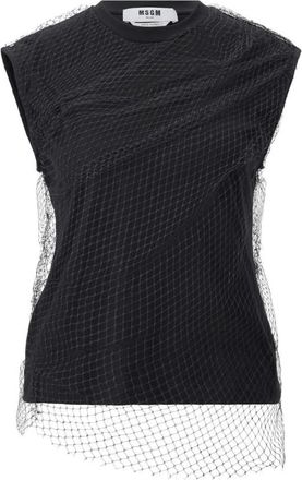 Msgm Netdetail Top Moderne Stijl - Dames - Tops zonder mouwen - Zwart - M - Tops
