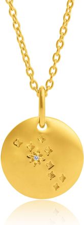 MAX + STONE Vermeil Aquarius Zodiac Pendant Necklace with White Sapphire Accents
