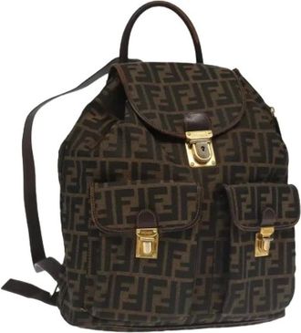 Fendi Pre-owned Backpacks, female, Brown, Size: ONE SIZE Pre-owned Zucca Canvas Backpack