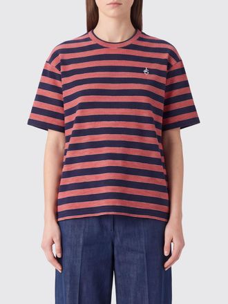 Jil Sander T-shirt a righe in cotone con girocollo e logo ricamato