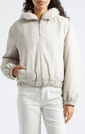 Vince Faux Fur Lined Bomber Jacket in Ceramic at Nordstrom Rack, Size Xx-Small