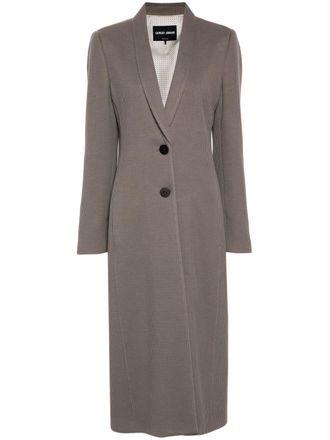 Giorgio Armani canneté-jersey long coat - Neutrals