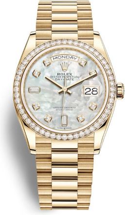 Rolex Day-Date 36 Mother of Pearl Dial 18kt Yellow Gold President Watch 128348MDP