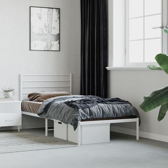 vidaXL Estructura Cama Sin Colch&oacute;n Con Cabecero Metal Blanco 107x203cm Vidaxl