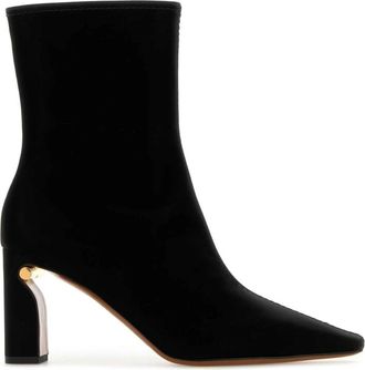 Alexander McQueen Zwarte Stoffen Enkellaarzen 8cm Hak - Dames - Laarzen met Hak - Zwart - 37 EU - Schoenen