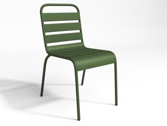 VENTE-UNIQUE.COM Conjunto de mesa y sillas para jard&iacute;n acero caqui
