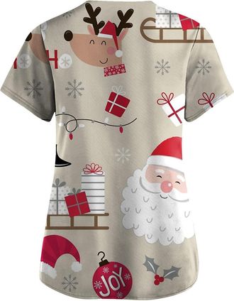 Generic Womens Scrub Tops V Neck T Shirts for Women UK Nurses Uniform Sleeve Blouse Tunic Tops Carers Uniform Tunic Halloween Cosplay Clinic Maid Protective B