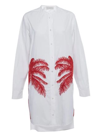 Stella McCartney palm-embroidery shirt dress - women - Cotton - M - White