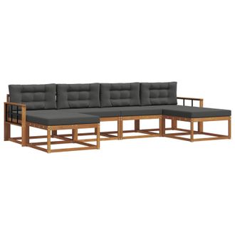 vidaXL Conjunto De Sof&aacute;s De Exterior 6 Pcs Natural Y Antracita Vidaxl