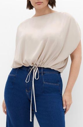 City Chic Elise Drawstring Hem Top in Taupe at Nordstrom, Size 16W